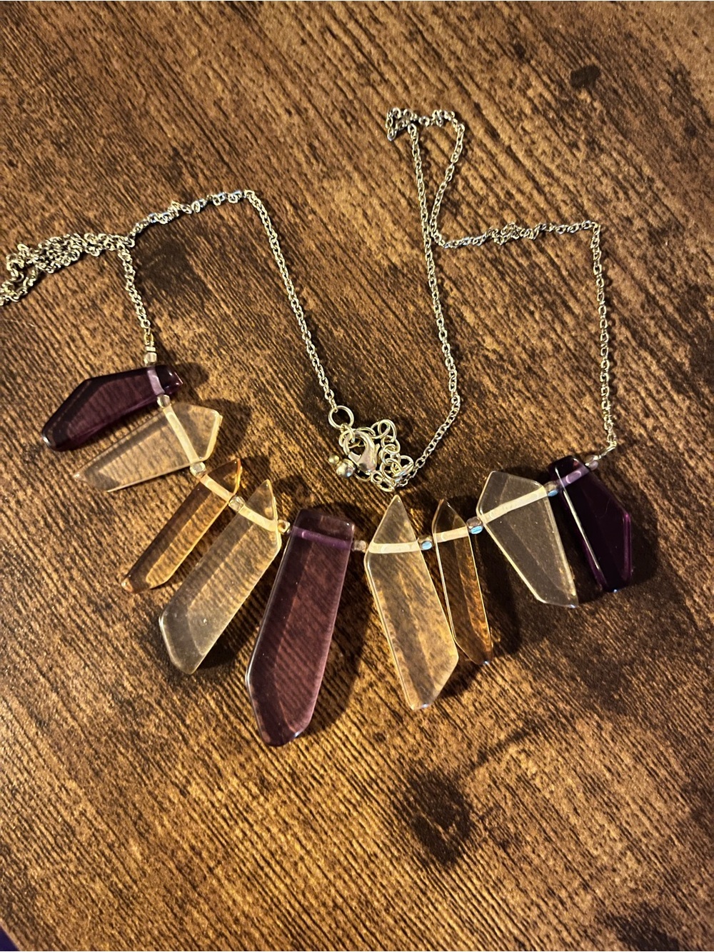 Crystal Pendant Statement Necklace in Purple and Clear - Women Jewelry